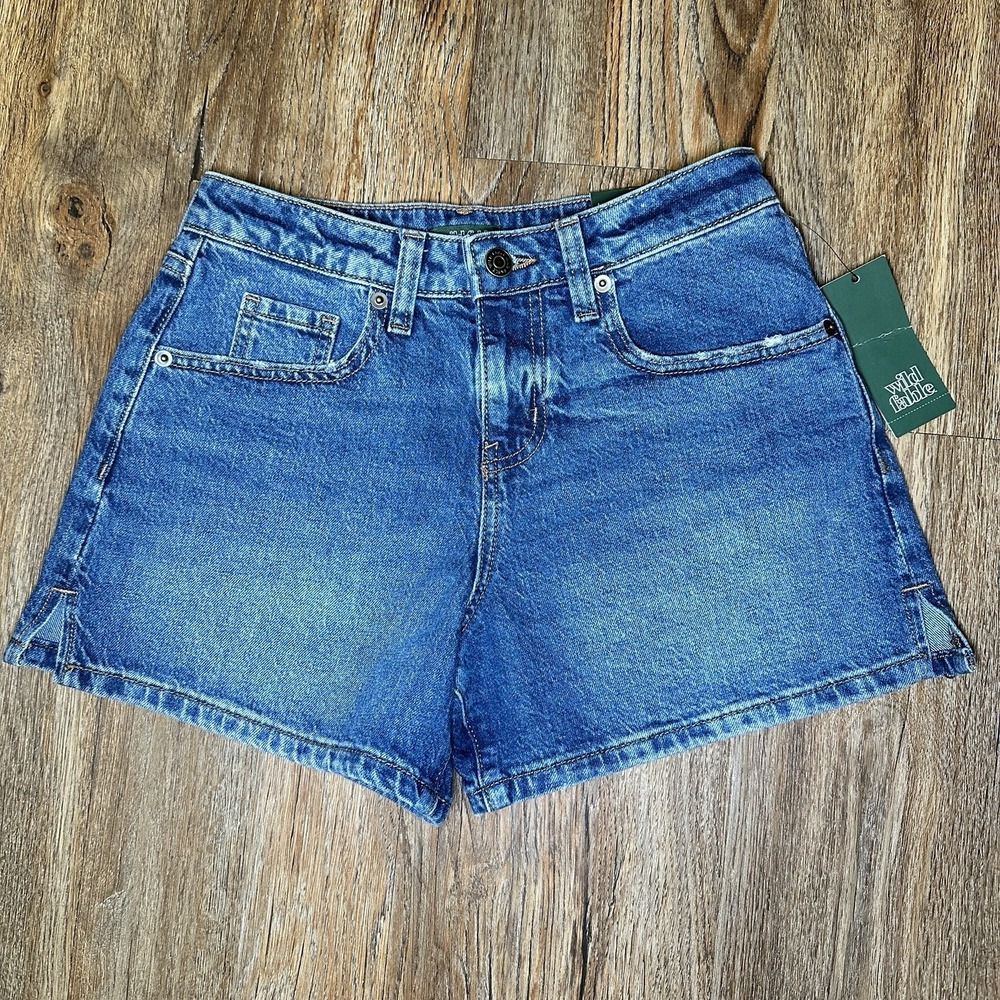 Wild Fable Y2K Denim Shorts Women's Blue Mini Shortie Mid Rise 4" Inseam Sz 0/R